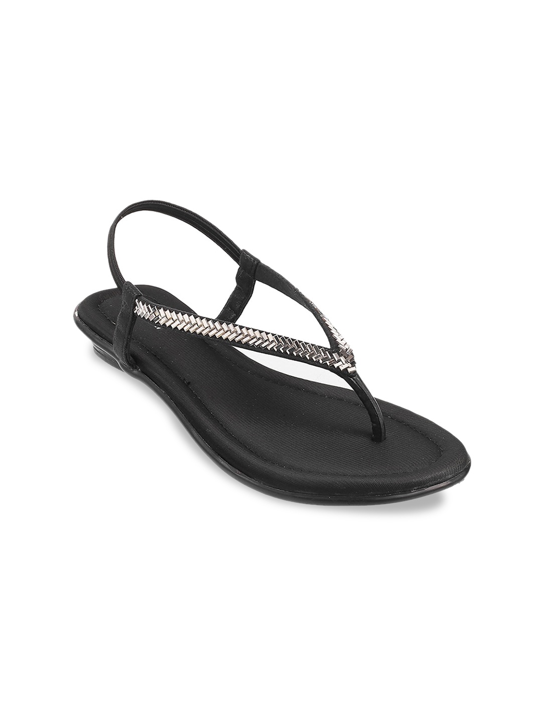 

WALKWAY by Metro Women Black Embellished Open Toe Flats