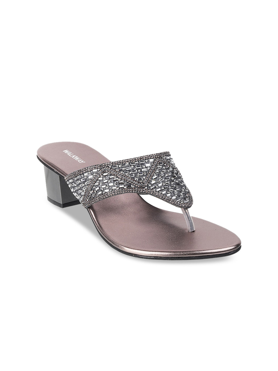 

WALKWAY by Metro Embellished Block Heels Sandals, Grey