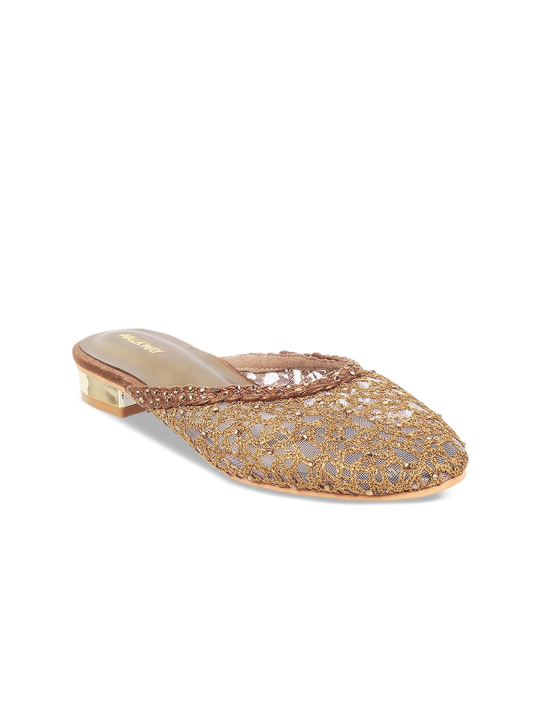 

WALKWAY by Metro Women Gold-Toned Block Heels Mules