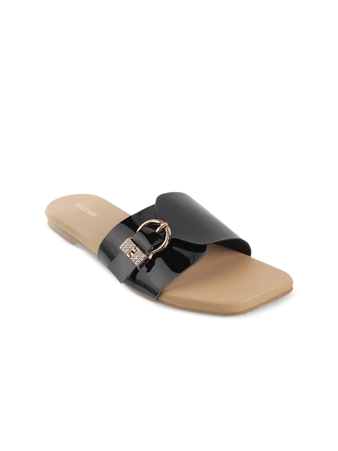 

WALKWAY by Metro Women Black Open Toe Flats with Buckles