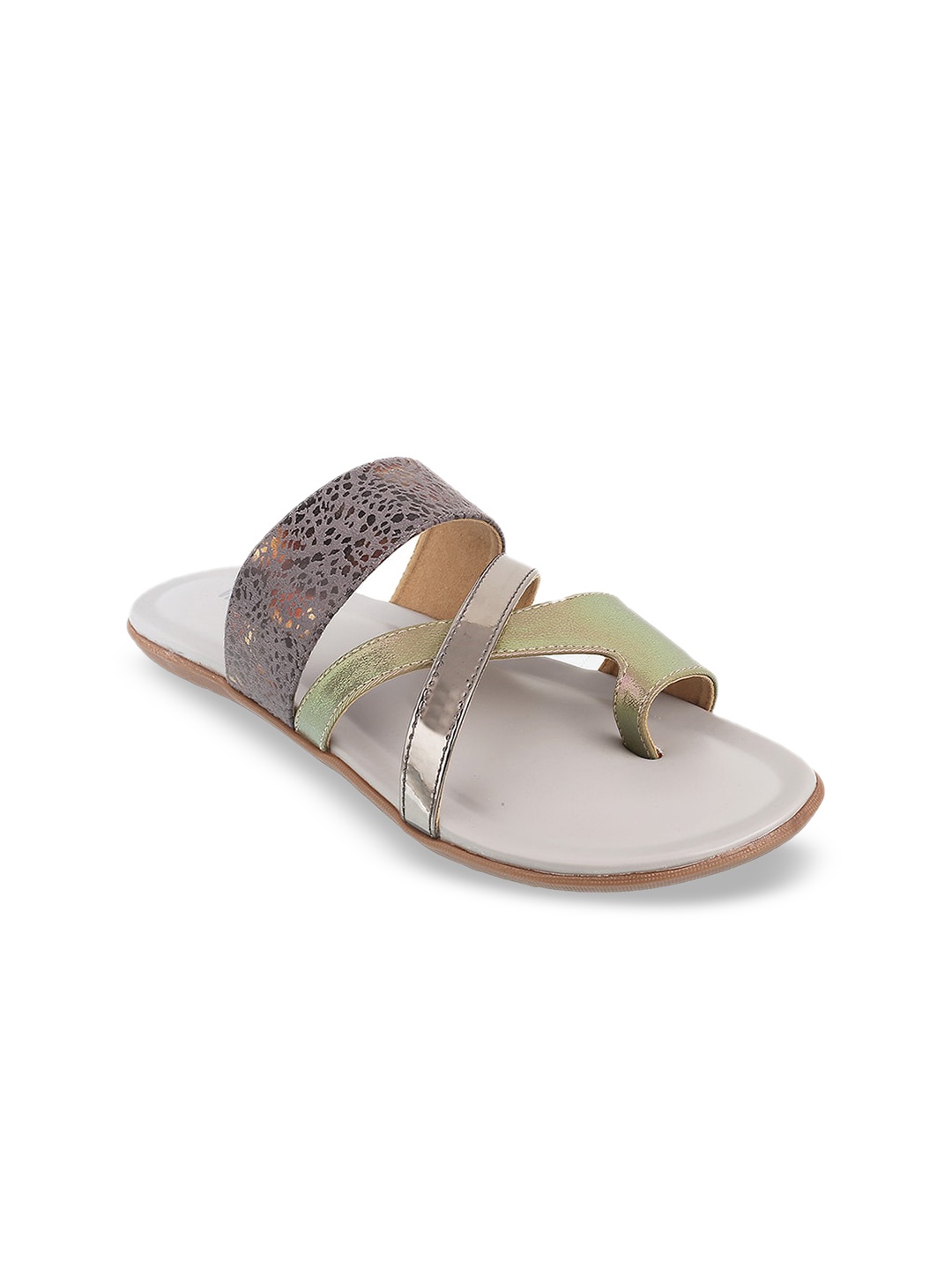 

WALKWAY by Metro Women Grey Colourblocked One Toe Flats