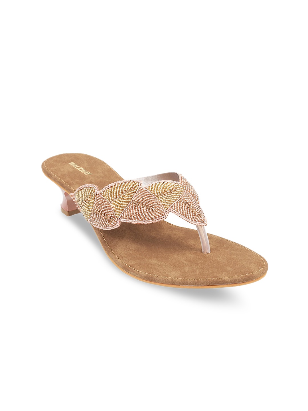 

WALKWAY by Metro Toned Embellished Kitten Sandals Heels, Rose gold