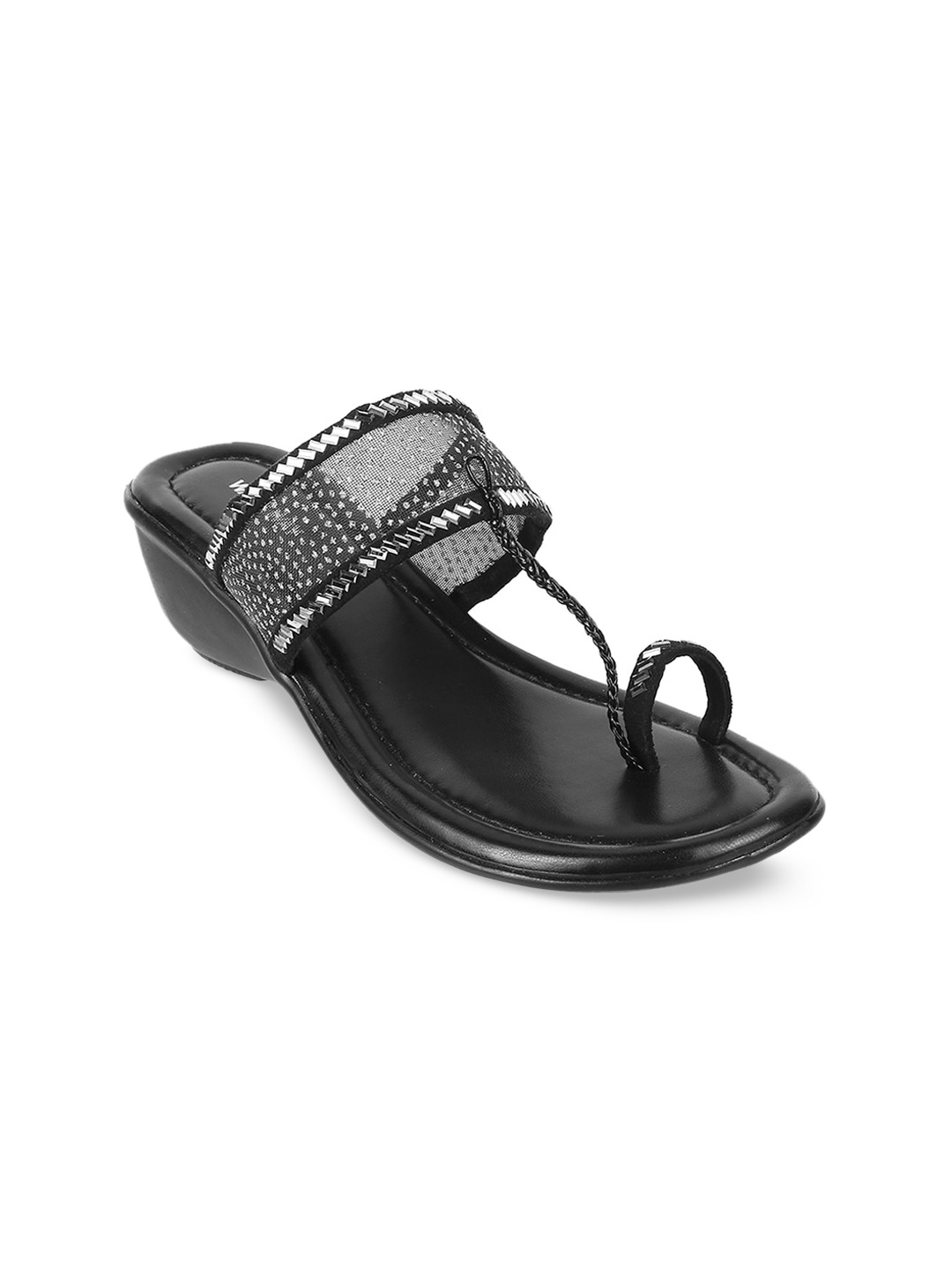 

WALKWAY by Metro Women Black Embellished Wedge Sandals