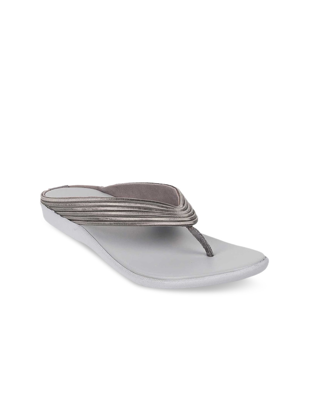 

WALKWAY by Metro Women Grey Striped T-Strap Flats