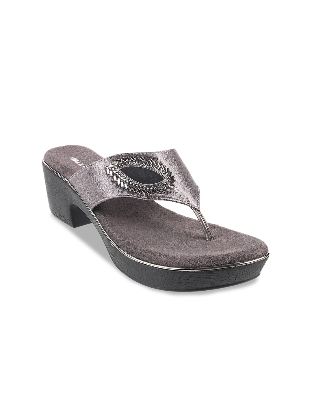 

WALKWAY by Metro Women Grey Embellished Platform Heels Sandals