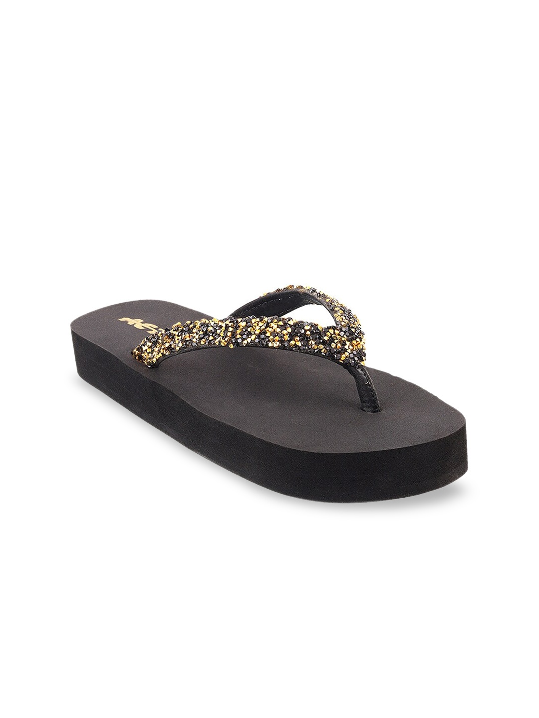 

ACTIV Women Black Embellished Thong Flip-Flops