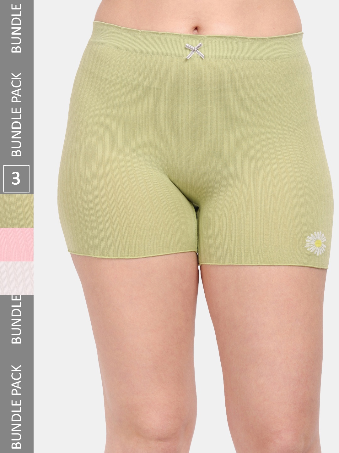 

Amour Secret Women Pack Of 3 Striped Anti Microbial Boxer-Style Briefs, Green