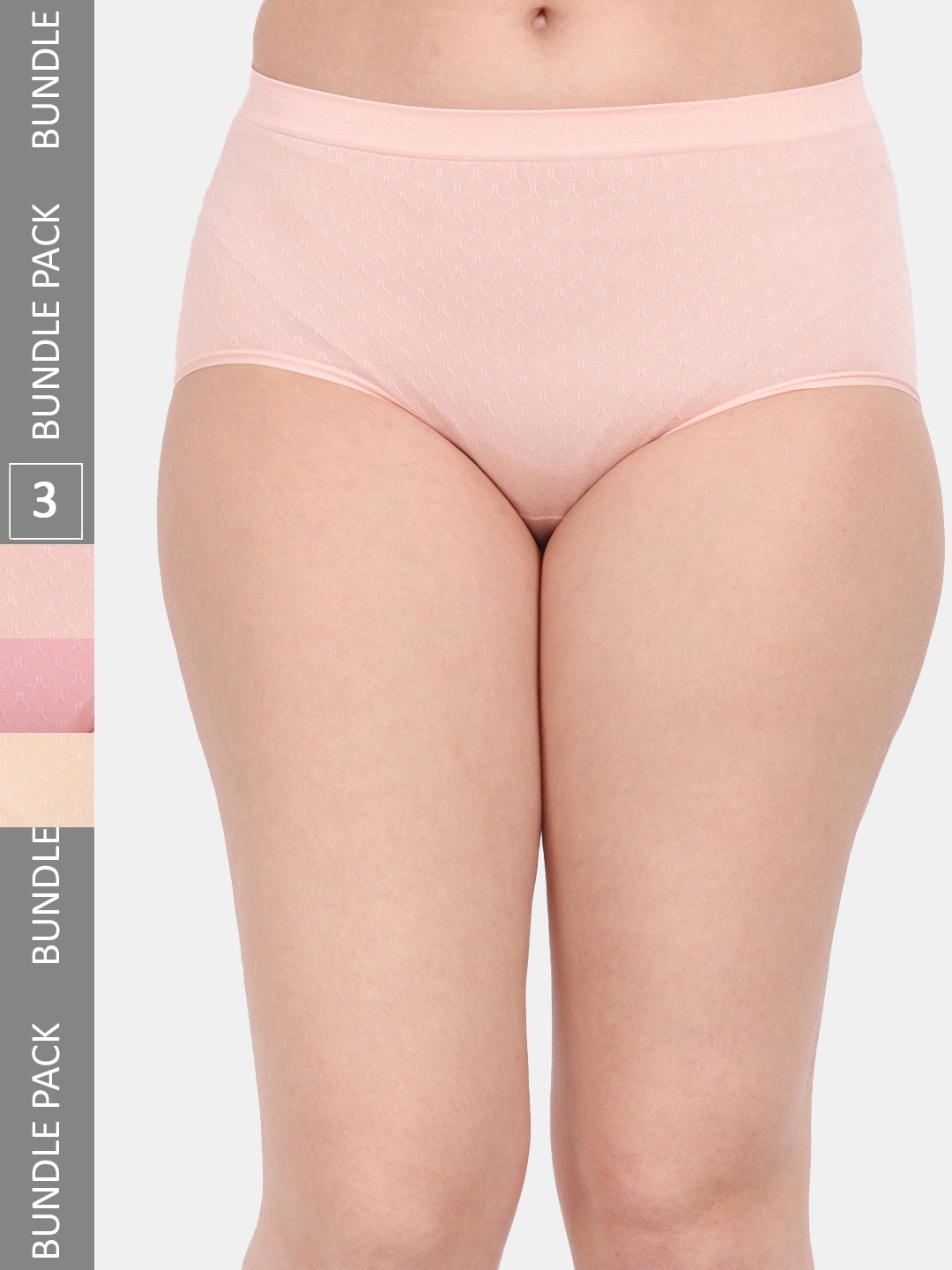 

Amour Secret Women Pack Of 3 Self Design Anti Microbial Hipster Briefs, Peach