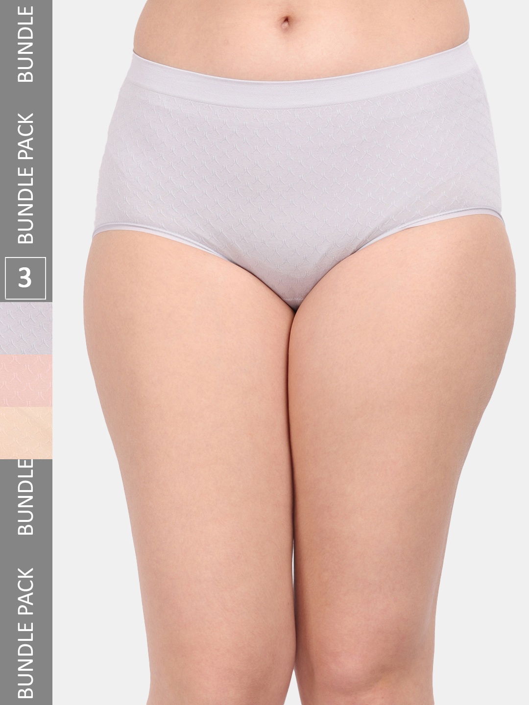 

Amour Secret Women Pack Of 3 Self Design Anti Microbial Hipster Briefs, Grey