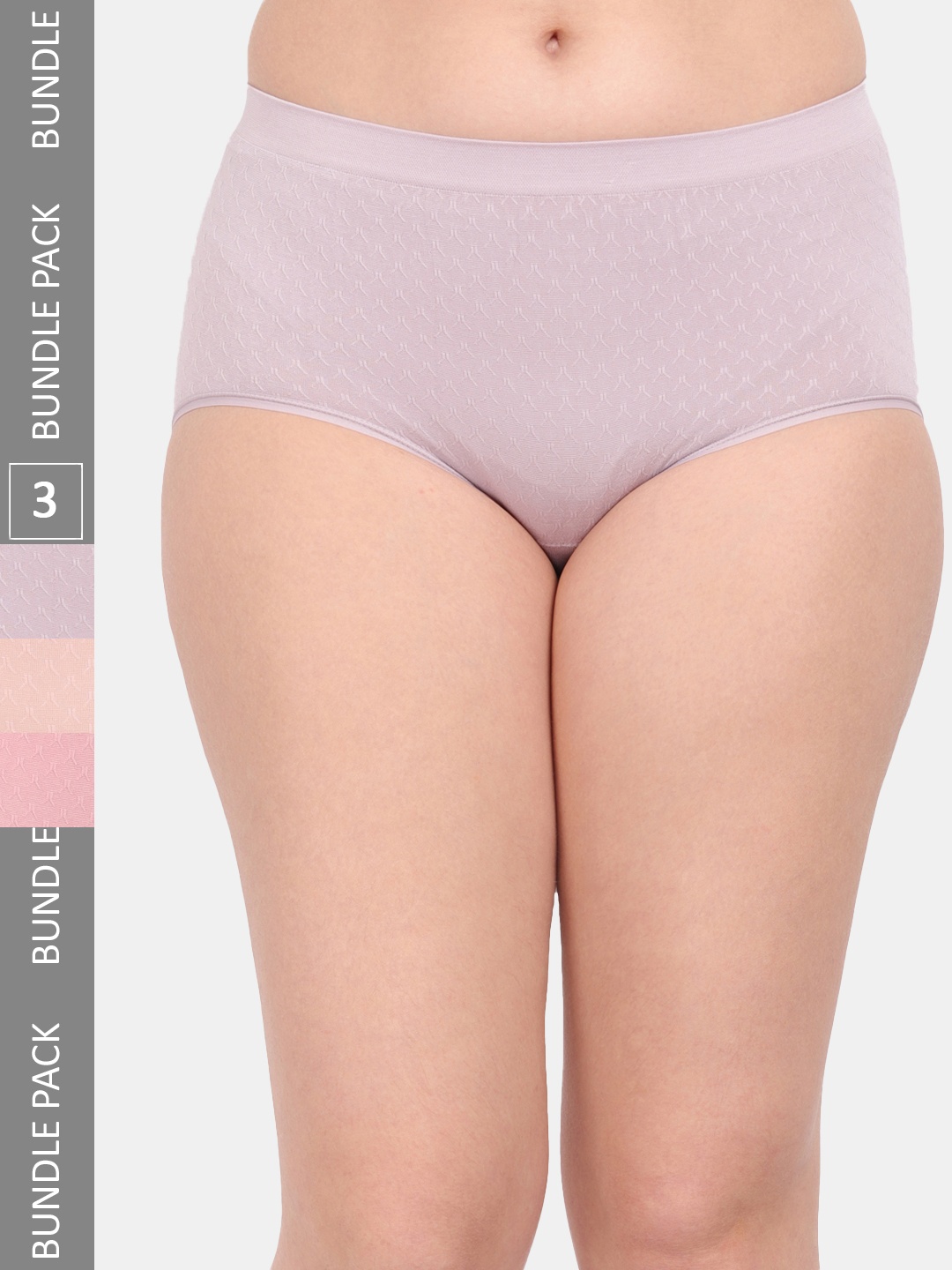 

Amour Secret Women Pack Of 3 Self Design Anti Microbial Hipster Briefs, Peach