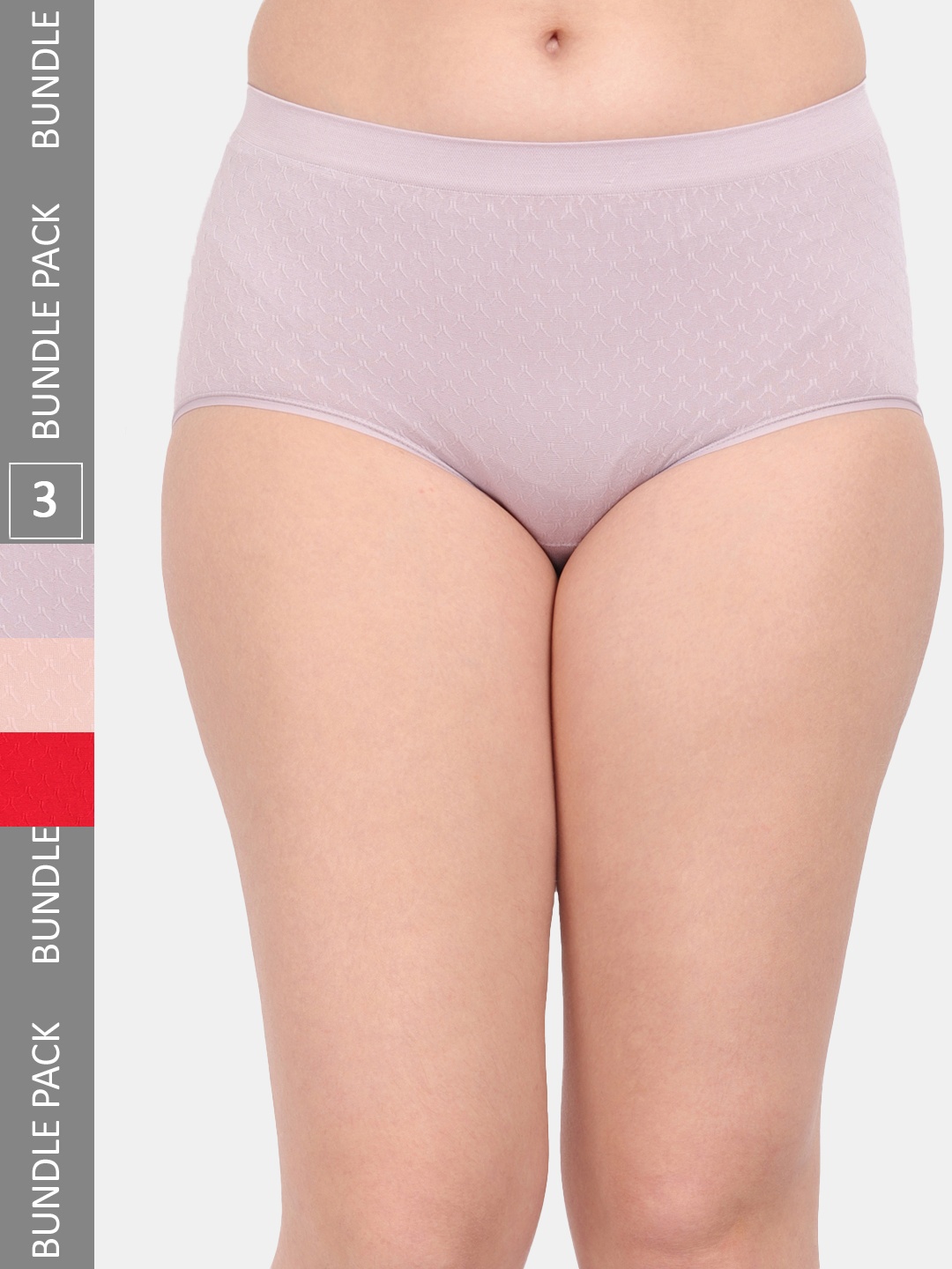 

Amour Secret Women Pack Of 3 Anti-Microbial Seamless Hipster Briefs P1965_Muv_Pch_Red, Peach