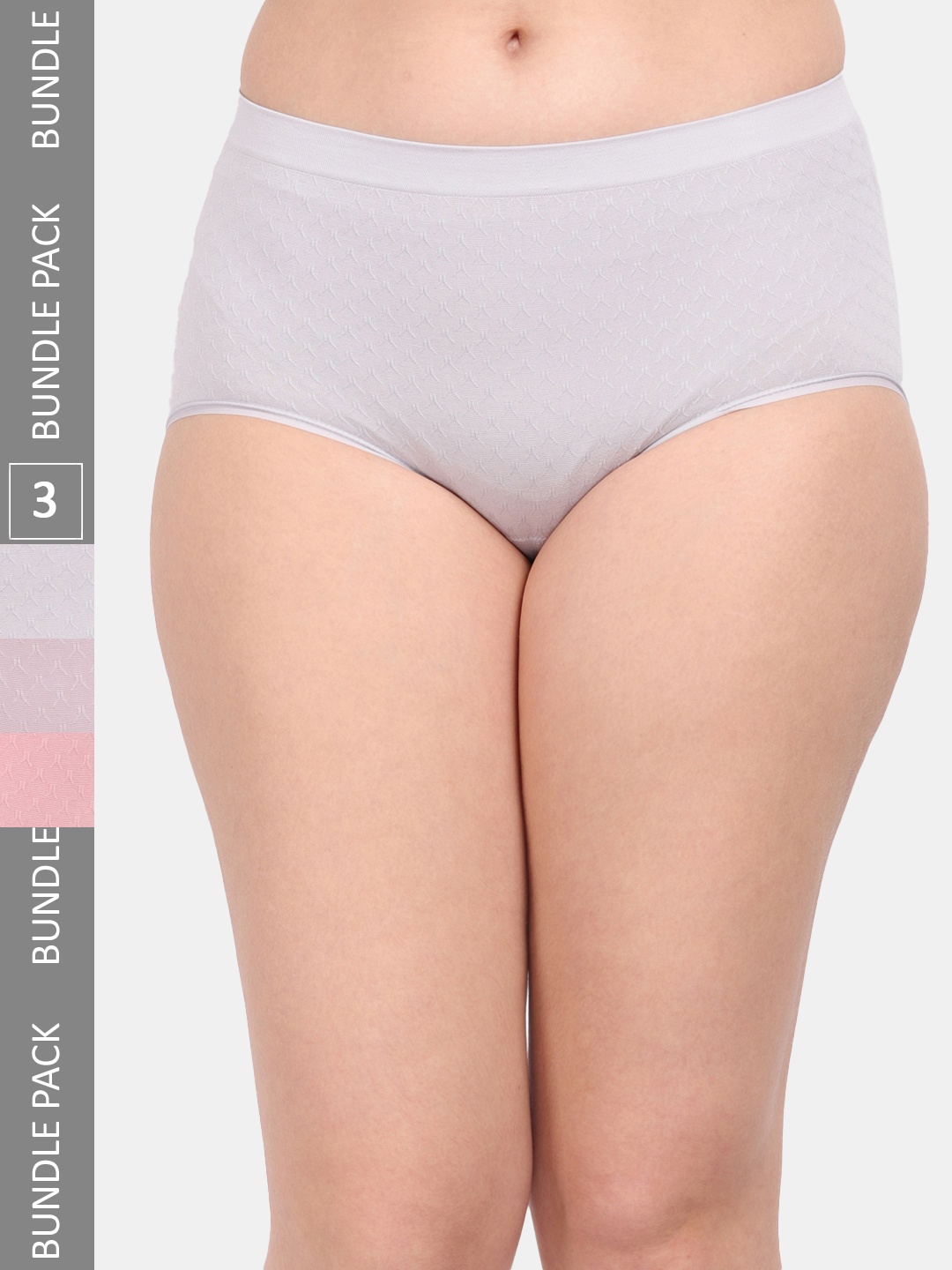 

Amour Secret Women Pack Of 3 Anti-Microbial Seamless Hipster Briefs P1965_Gry_Muv_Rbn, Grey