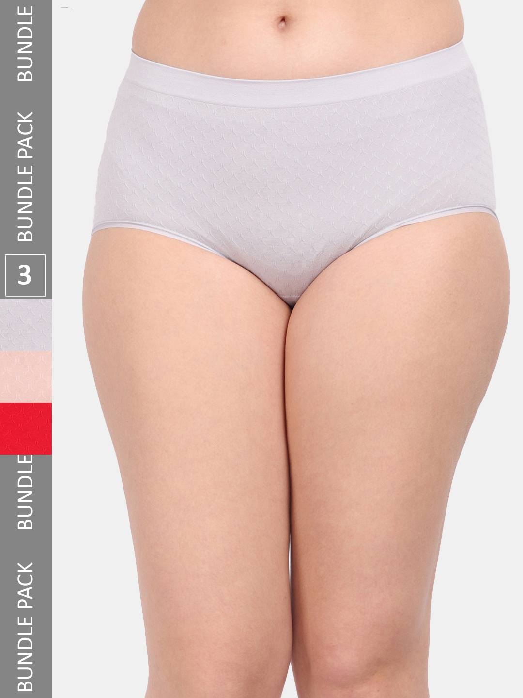 

Amour Secret Women Pack Of 3 Anti-Microbial Seamless Hipster Briefs P1965_Gry_Pch_Red, Grey