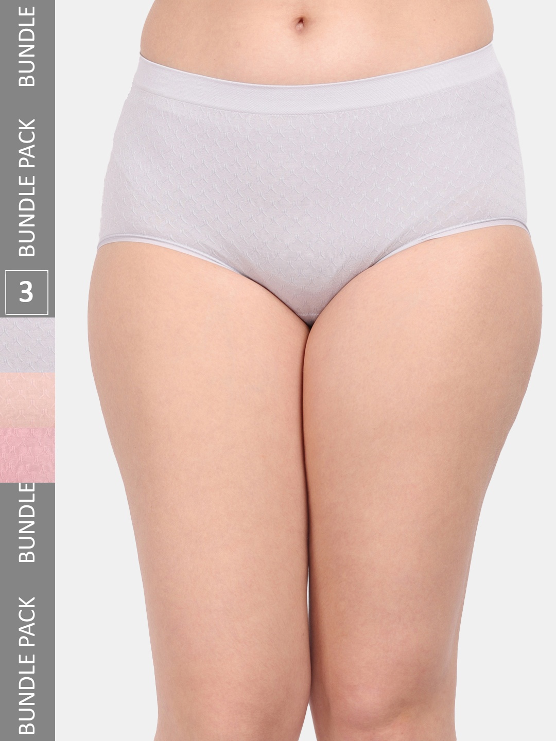 

Amour Secret Women Pack Of 3 Anti-Microbial Seamless Hipster Briefs P1965_Gry_Pch_Rbn, Peach