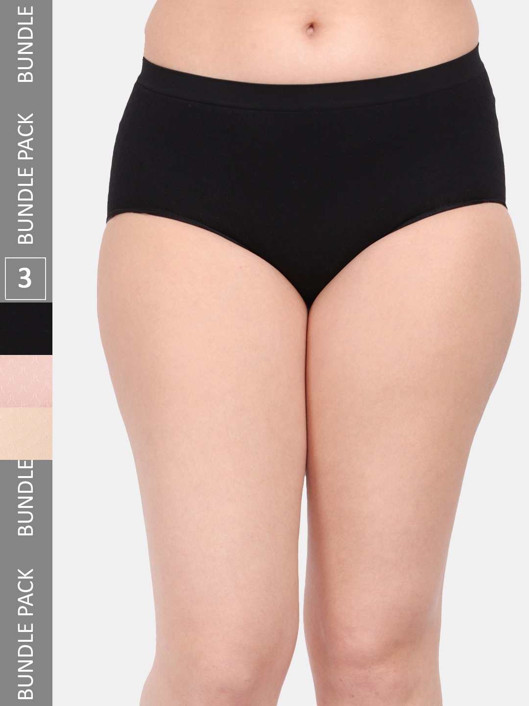 

Amour Secret Women Pack Of 3 Anti-Microbial Seamless Hipster Briefs P1965_Blk_Pch_Skn, Black