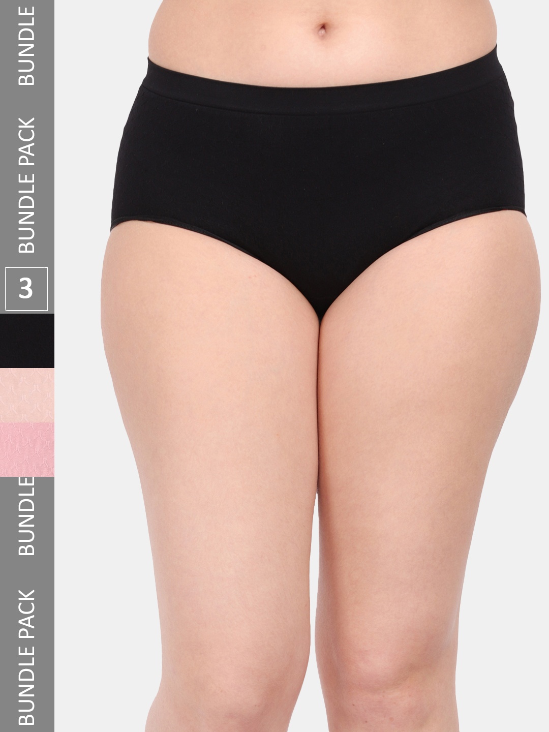 

Amour Secret Women Pack Of 3 Anti-Microbial Seamless Hipster Briefs P1965_Blk_Pch_Rbn, Peach