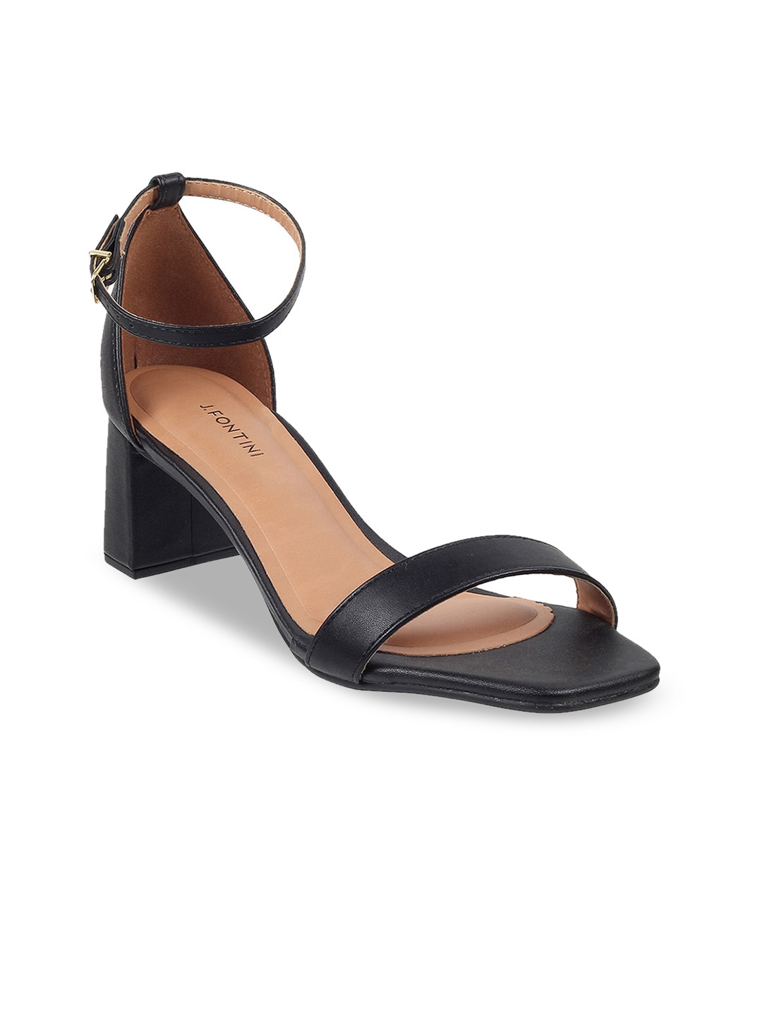 

J FONTINI Women Black Block Heels