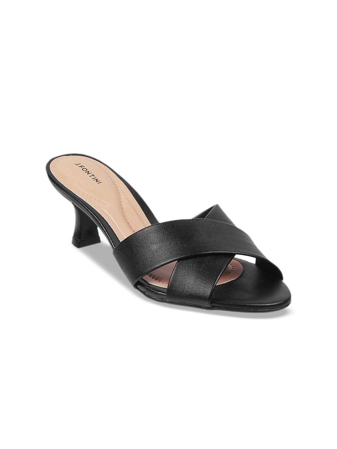 

J FONTINI Women Black Kitten Heels
