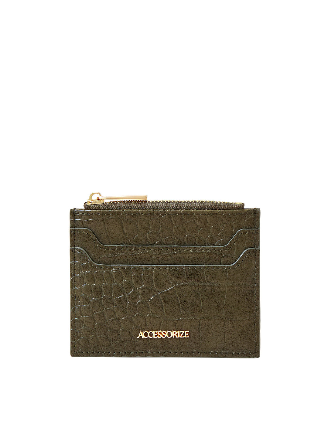 

Accessorize Women Olive Green & Off White Floral Printed Card Holder