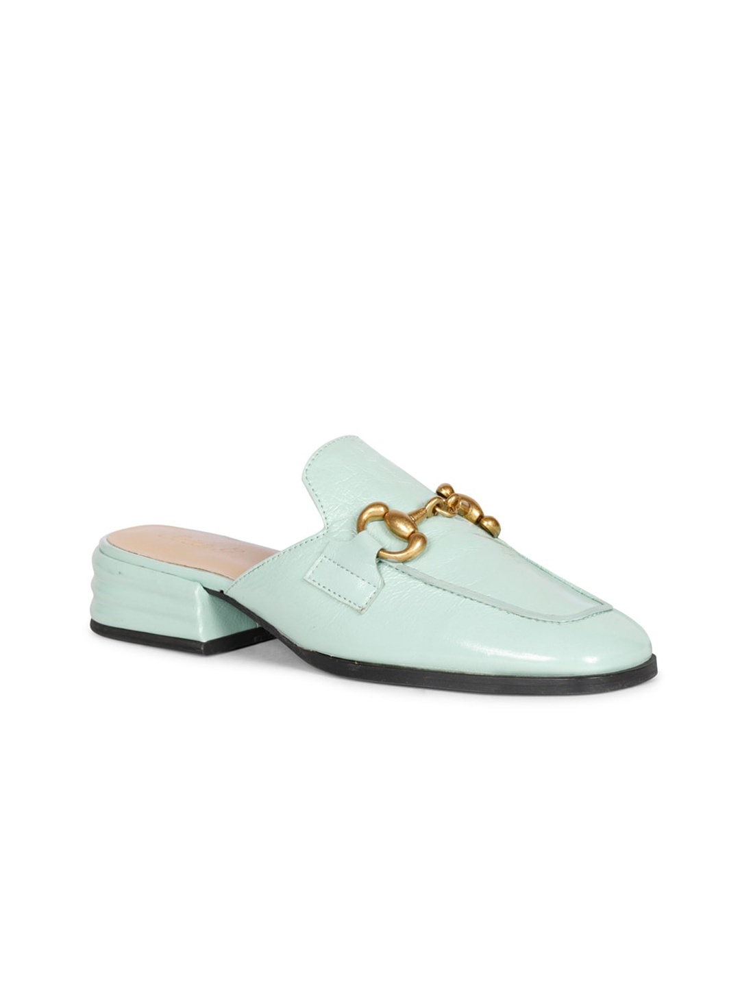 

Saint G Women Blue Leather Block Mules
