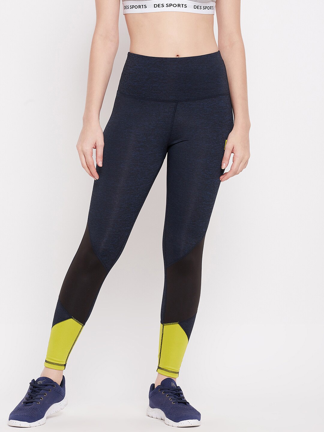

UNPAR Women Navy Blue & Green Solid Tights