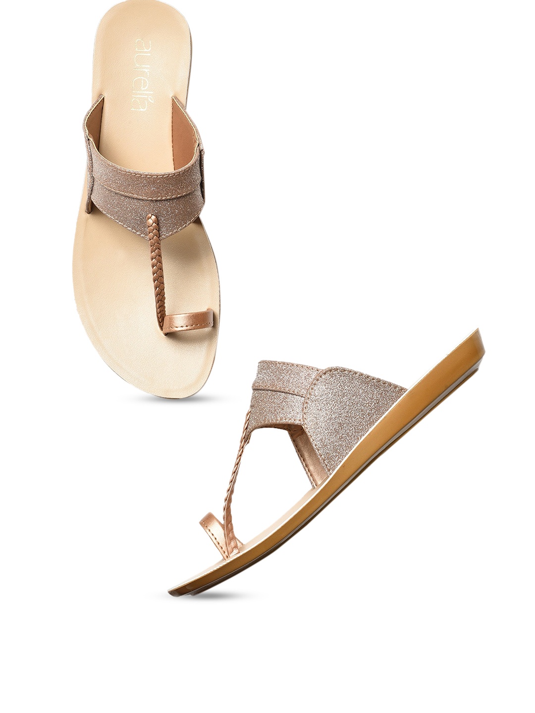 AURELIA Women Gold-Toned One Toe Flats