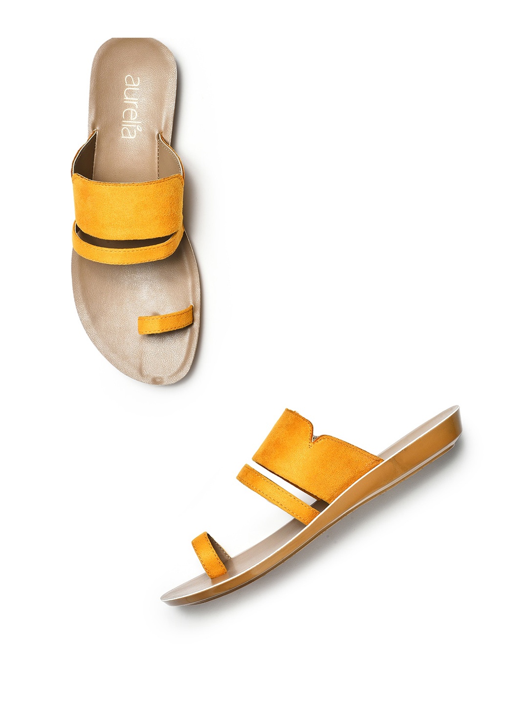 

AURELIA Women Yellow Solid One Toe Flats