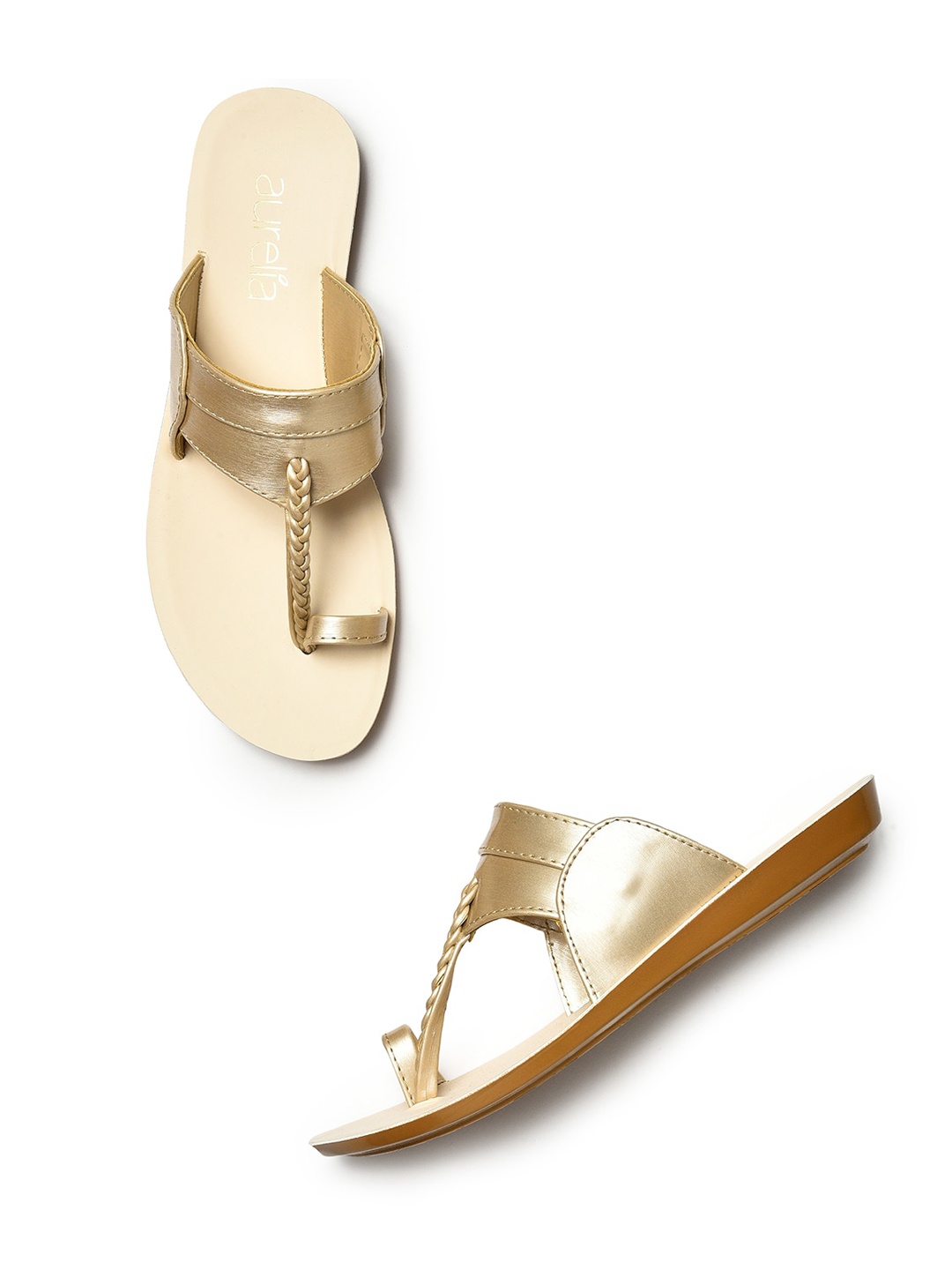 

AURELIA Women Gold One Toe Flats