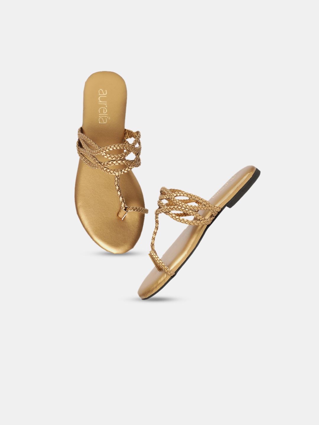 

AURELIA Women Gold-Toned One Toe Flats