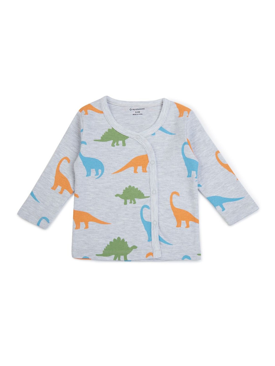 

My Milestones Boys Grey Printed Round Neck Pure Cotton T-shirt