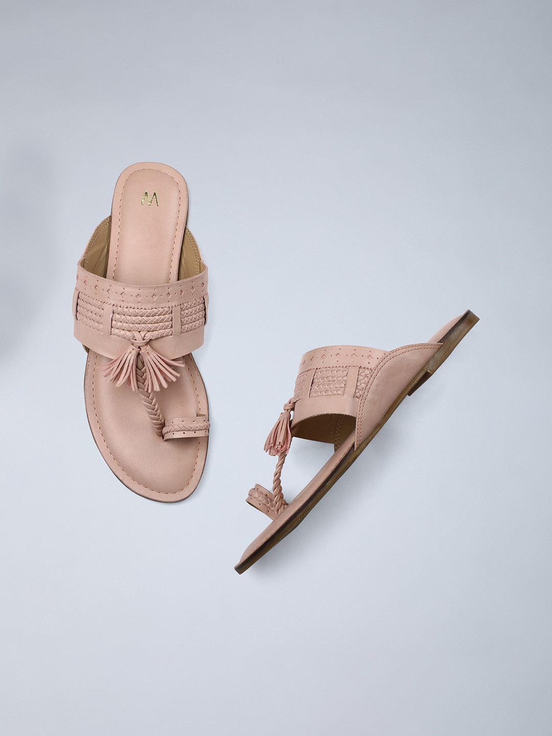 

W Women Pink One Toe Flats with Tassels