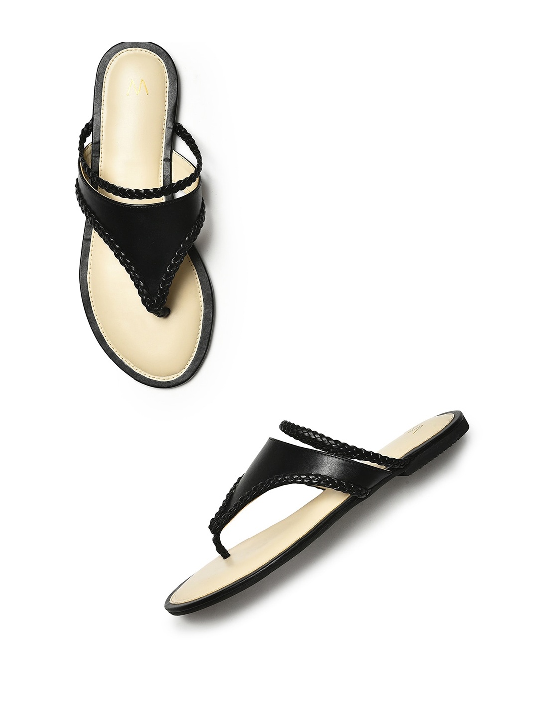 

W Women Black T-Strap Flats