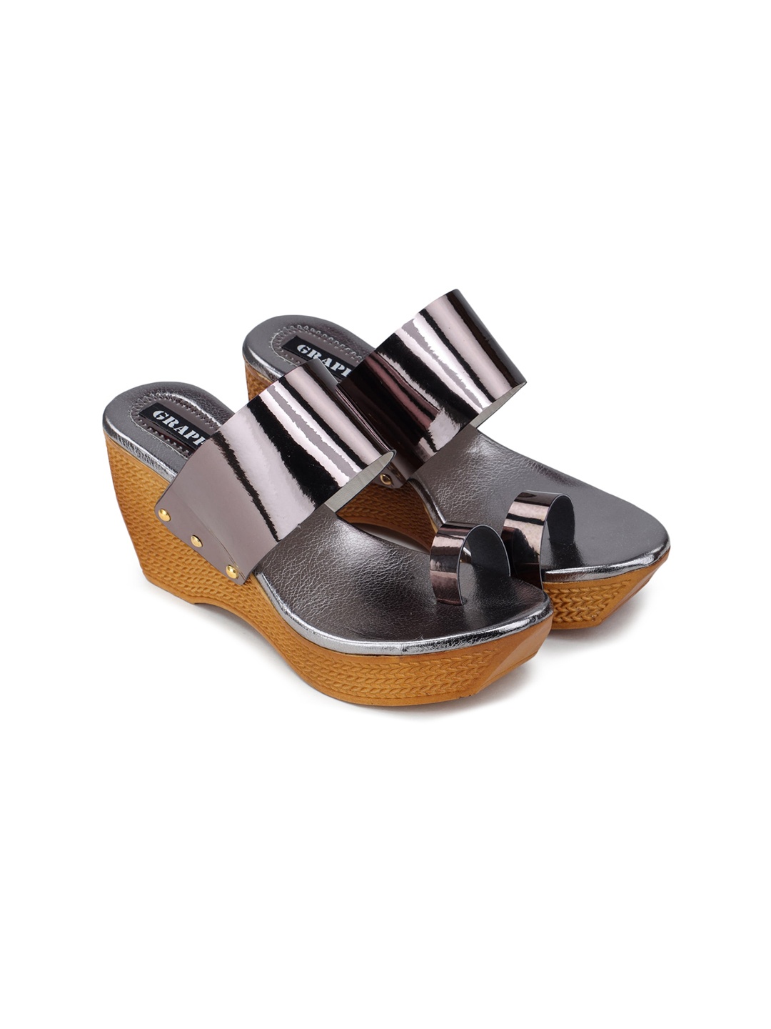 Funku Fashion Grey Solid Open Back Wedge