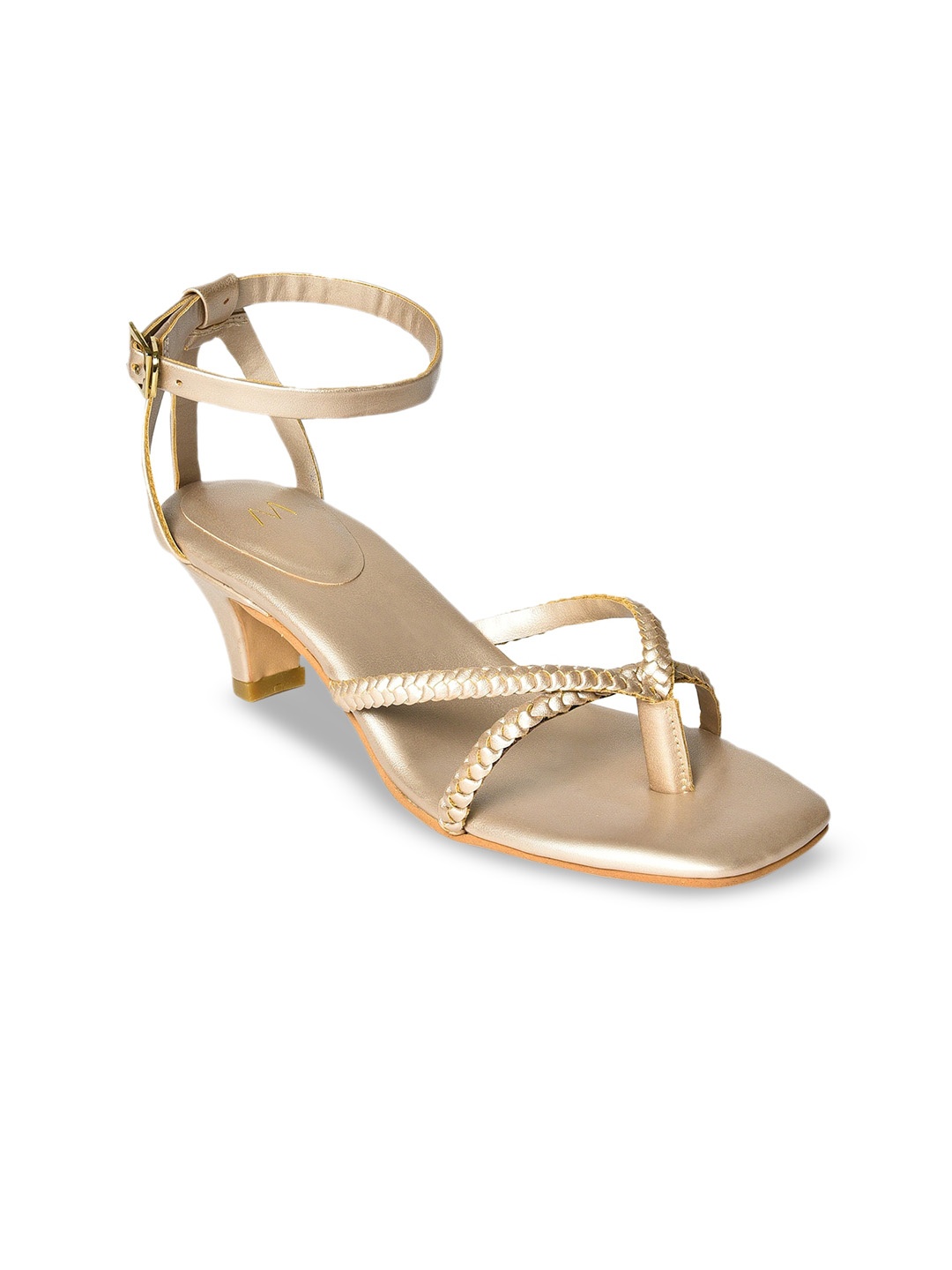

W Women Gold-Toned PU Kitten Sandals