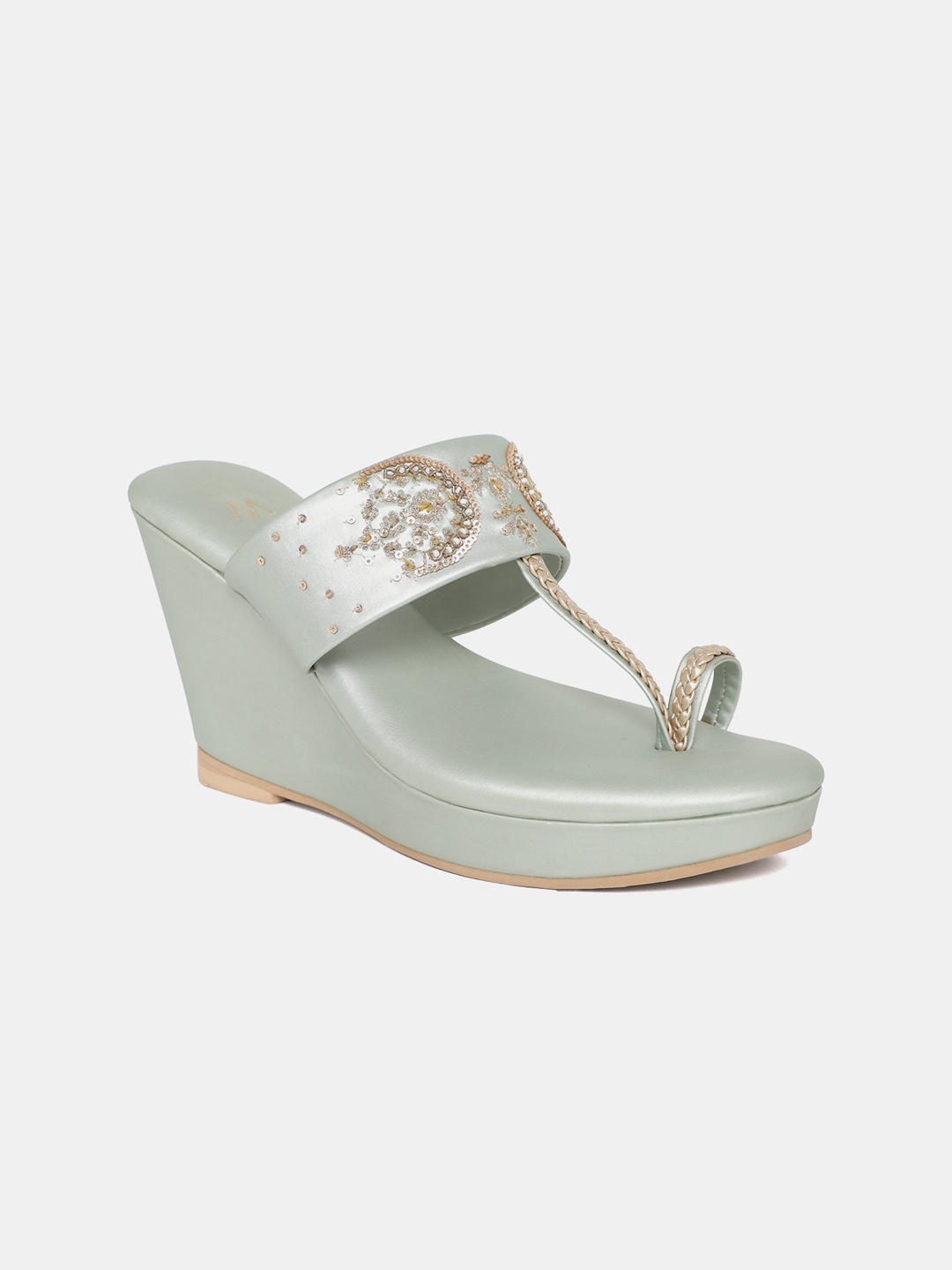 

W Women Green Embellished Wedge