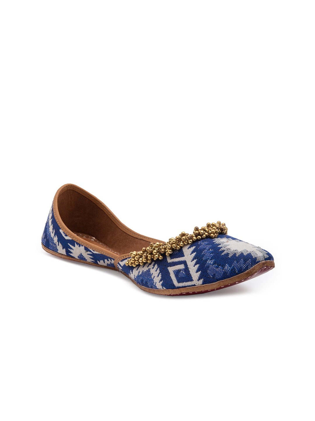 

5 ELEMENTS Women Blue Printed Ethnic Mojaris Flats