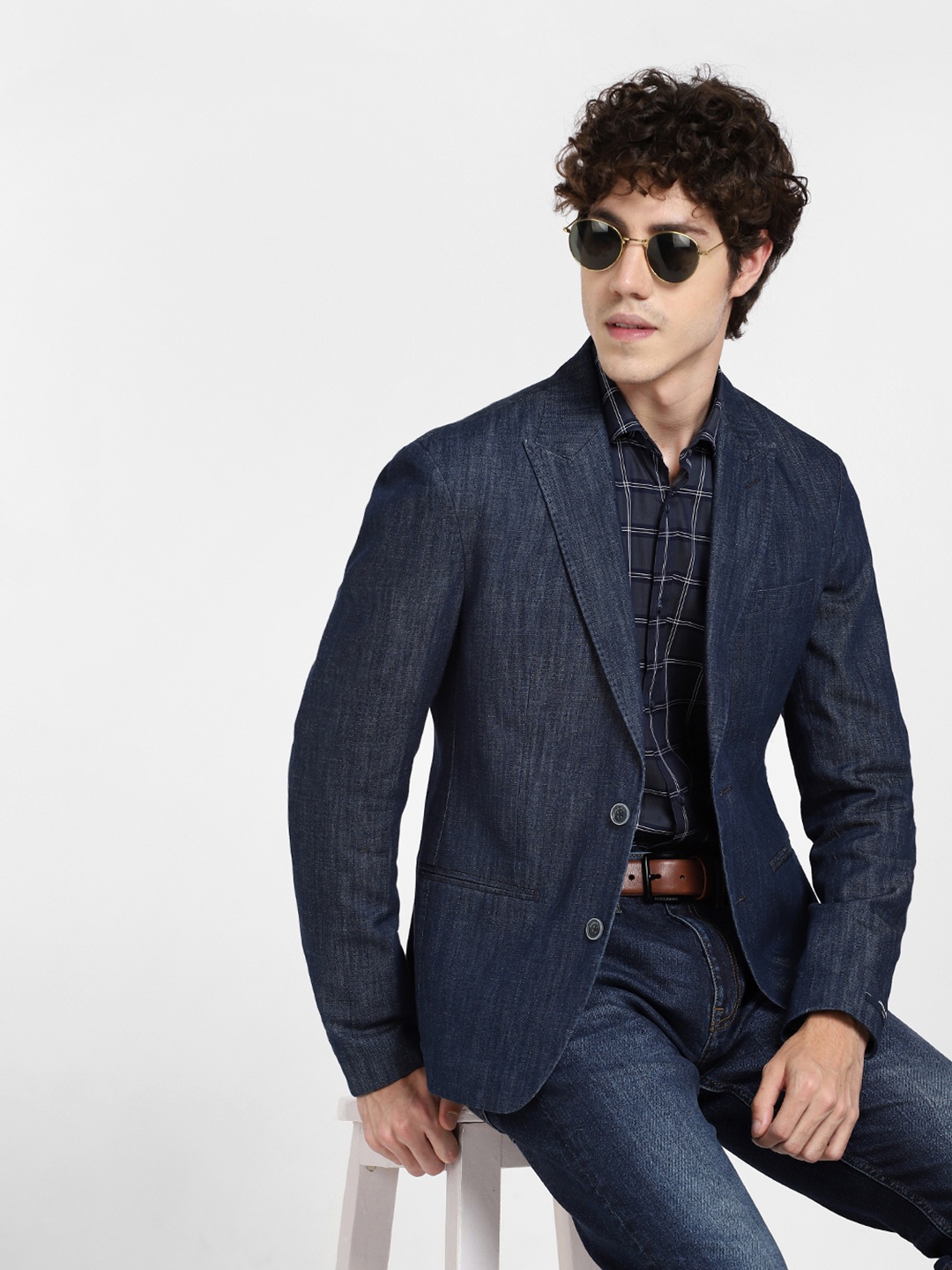 

Jack & Jones Men Blue Solid Single-Breasted Slim-Fit Casual Blazer