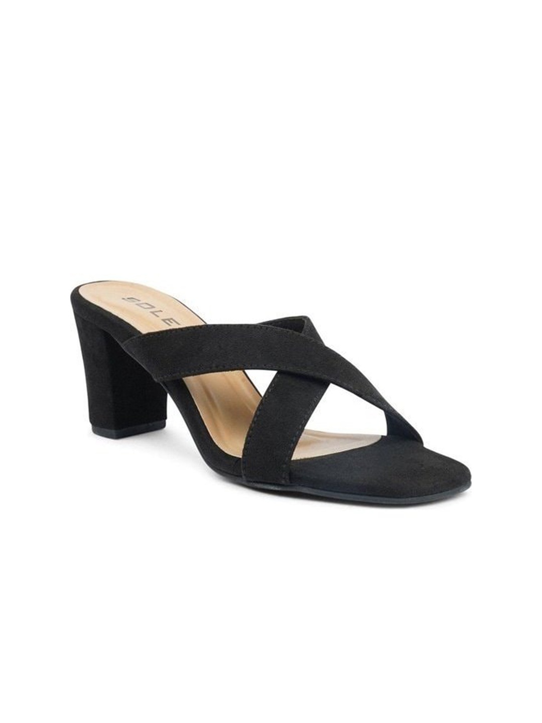 

SOLES Block Heels Synthetic Sandals, Black