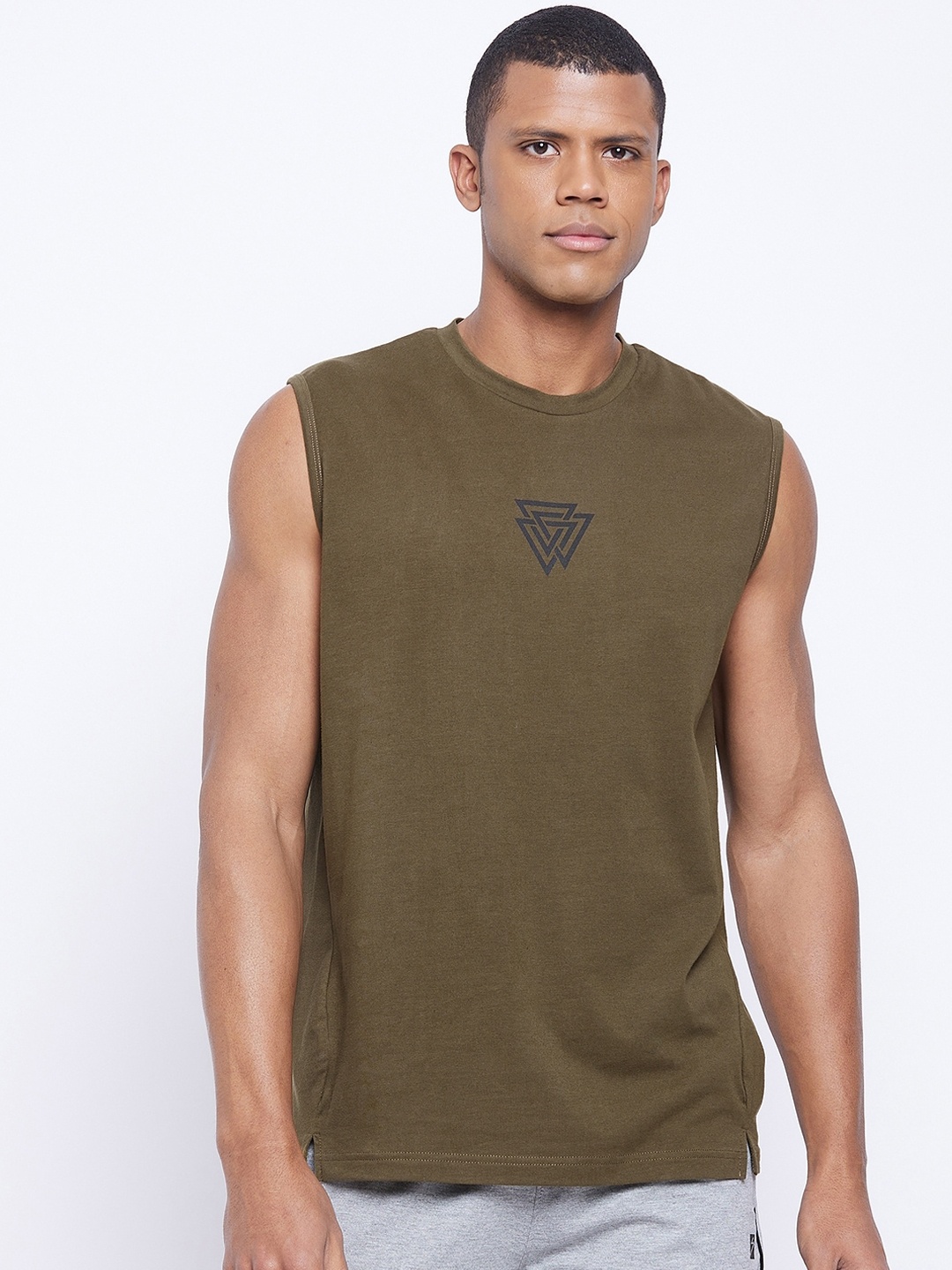

UNPAR Men Olive Solid Cotton Innerwear Vests