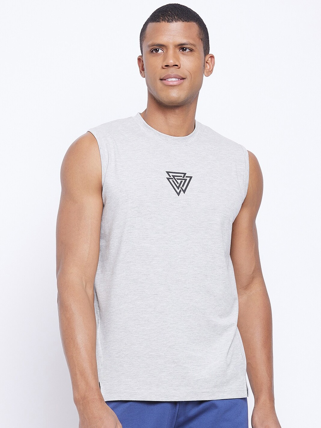 

UNPAR Men Grey Solid Cotton Innerwear Gym Vest
