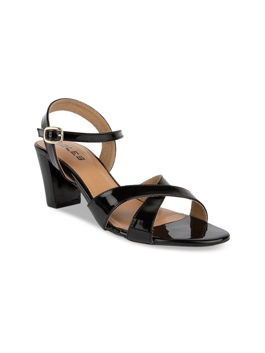 

SOLES Women Black Block Heels with Buckles