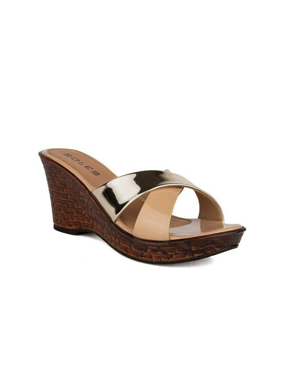 

SOLES Colourblocked Wedge Heels Sandals, Beige