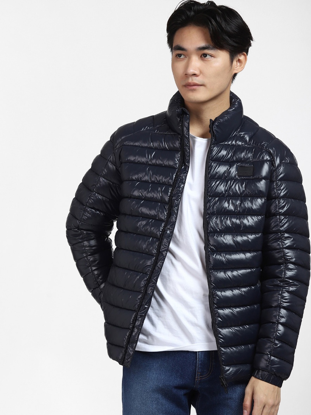 

Jack & Jones Men Navy Blue Solid Puffer Jacket