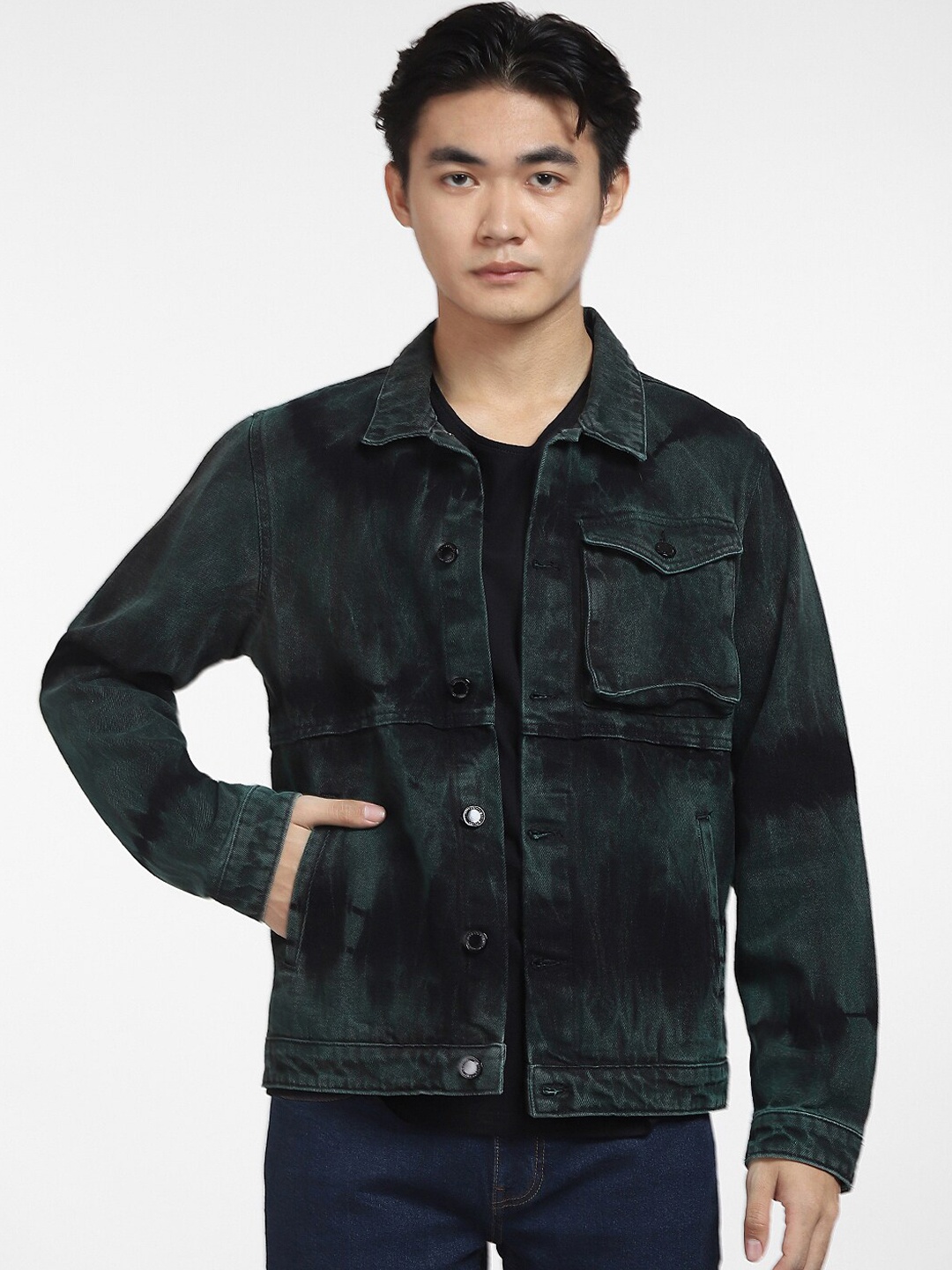 

Jack & Jones Men Green Cotton Solid Tailored Jacket