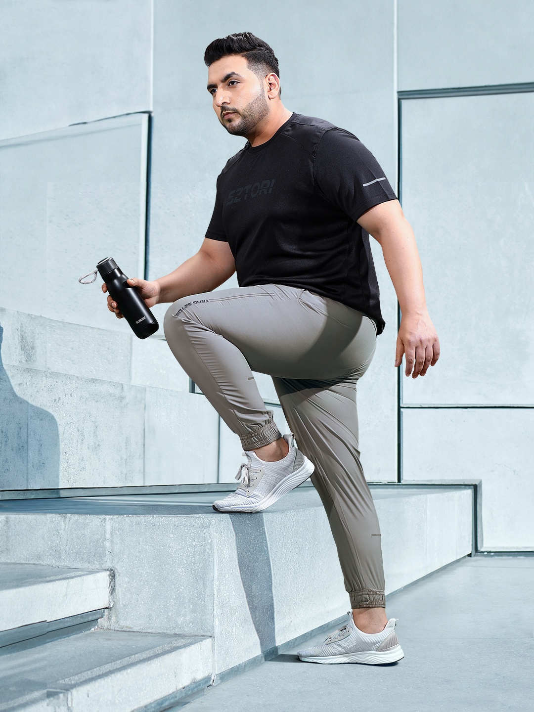 

Sztori Men Plus Size Quick Dry Regular Fit Joggers, Grey