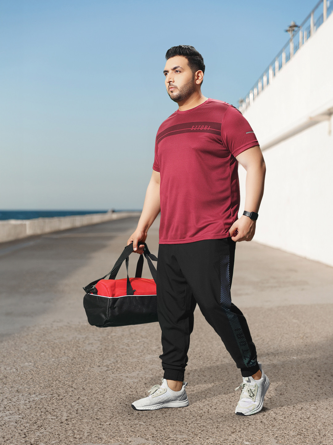 

Sztori Men Plus Size Quick Dry Activewear Sports Joggers, Black