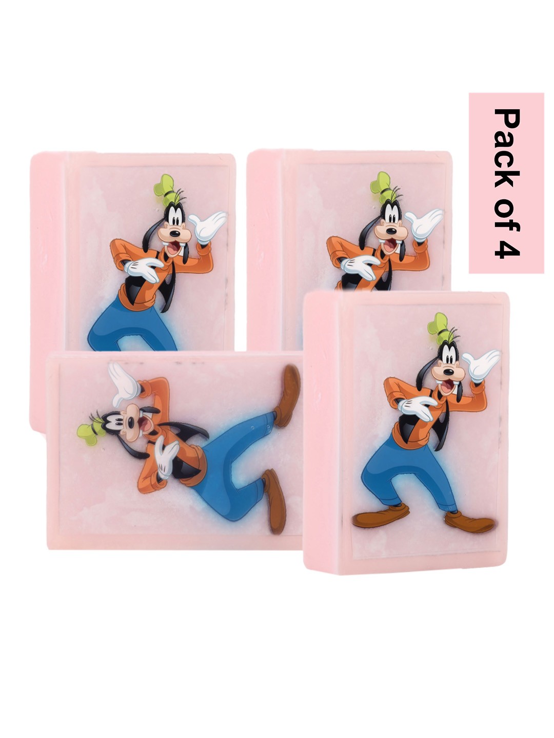 

Stay Soapy Set Of 4 Goofy CARTOON Bathing Soap - 100% Pure & Natural 480gm, Transparent
