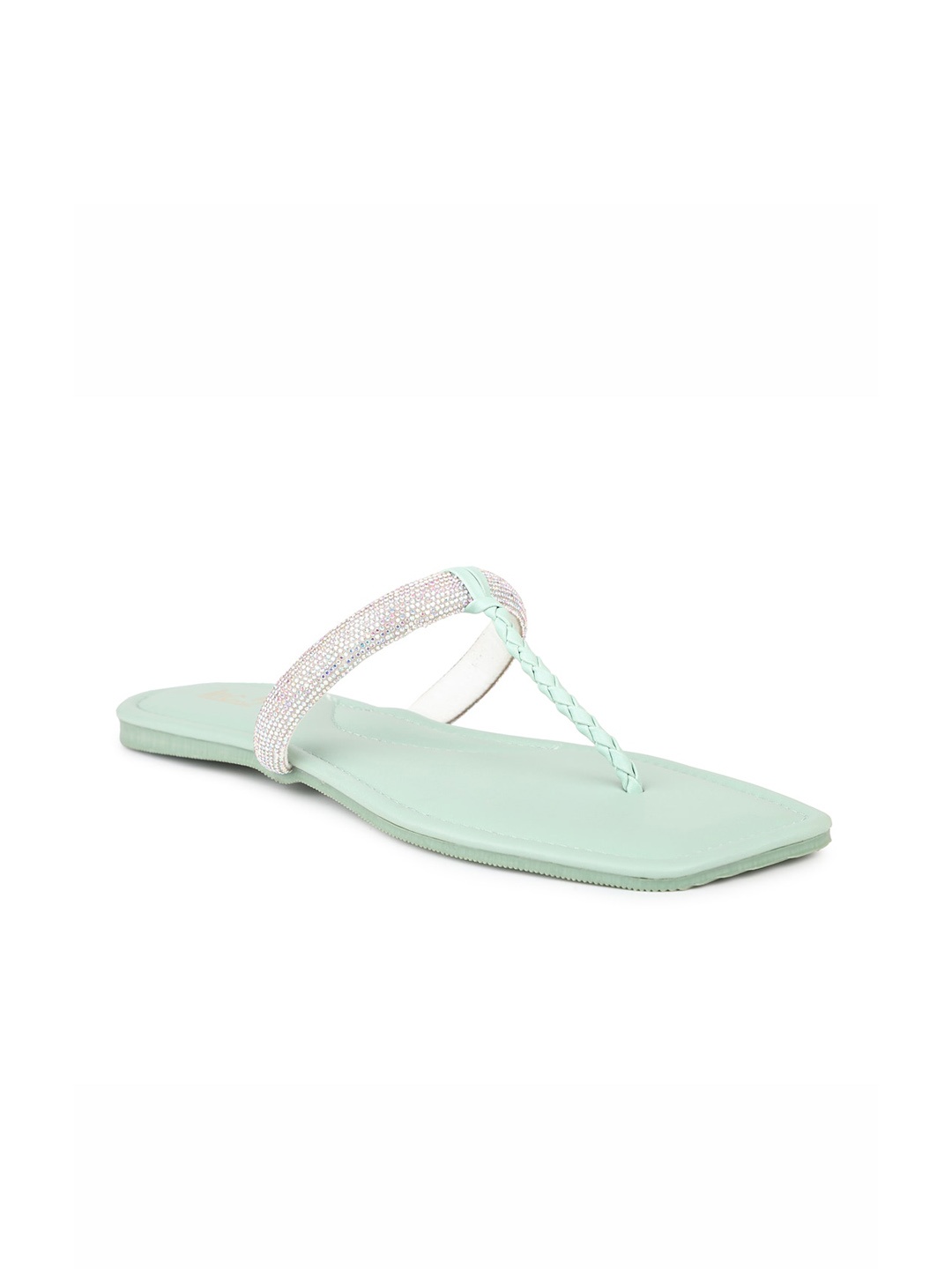 

Inc 5 Women Sea Green Embellished Ethnic T-Strap Flats