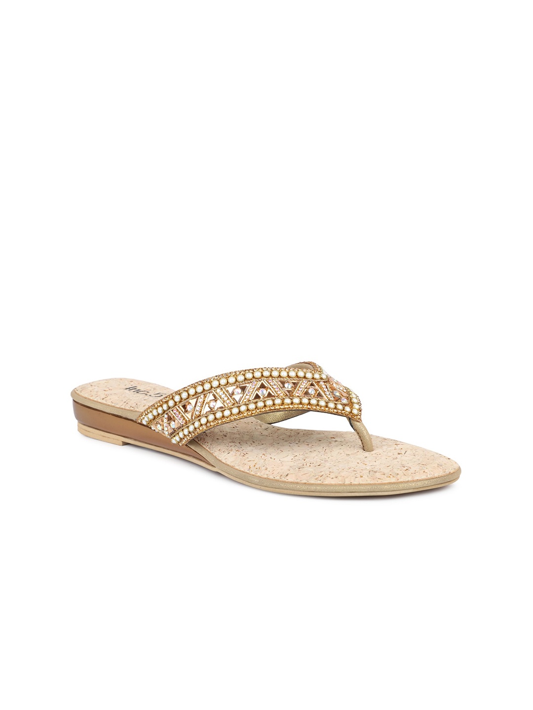 

Inc 5 Women Gold-Toned Ethnic Open Toe Flats