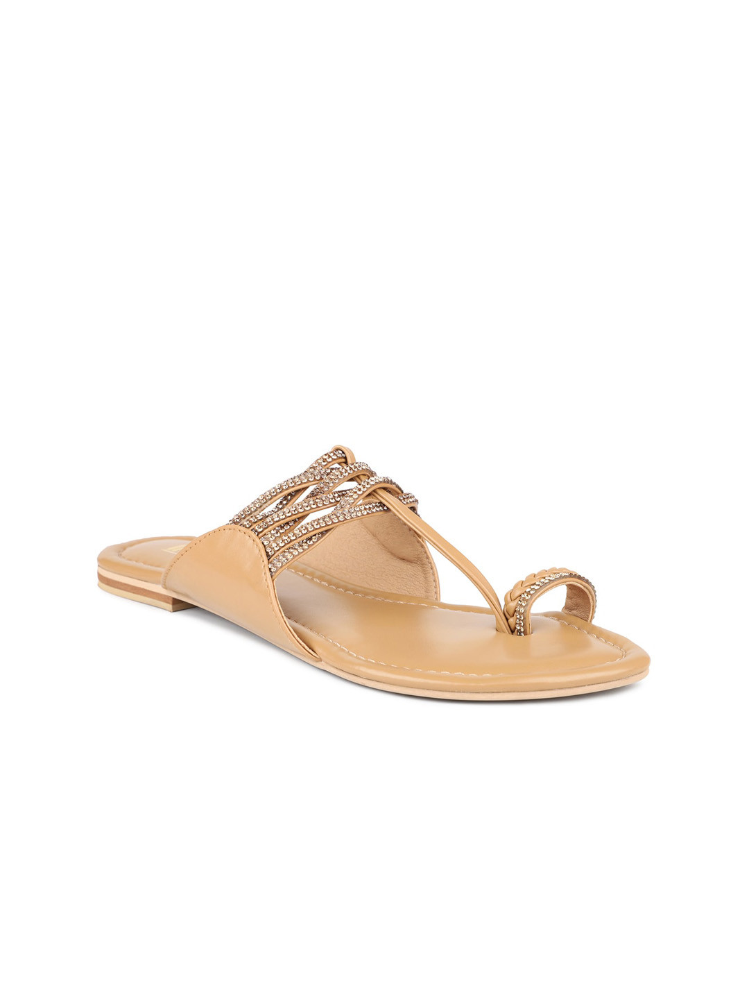 

Inc 5 Women Beige Embellished Ethnic One Toe Flats